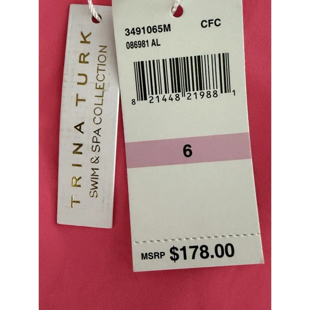 Trina Turk Wrap One Piece Swimsuit Coral Ring Accent Cross Back Size 6 NWT $178 - Picture 9 of 10